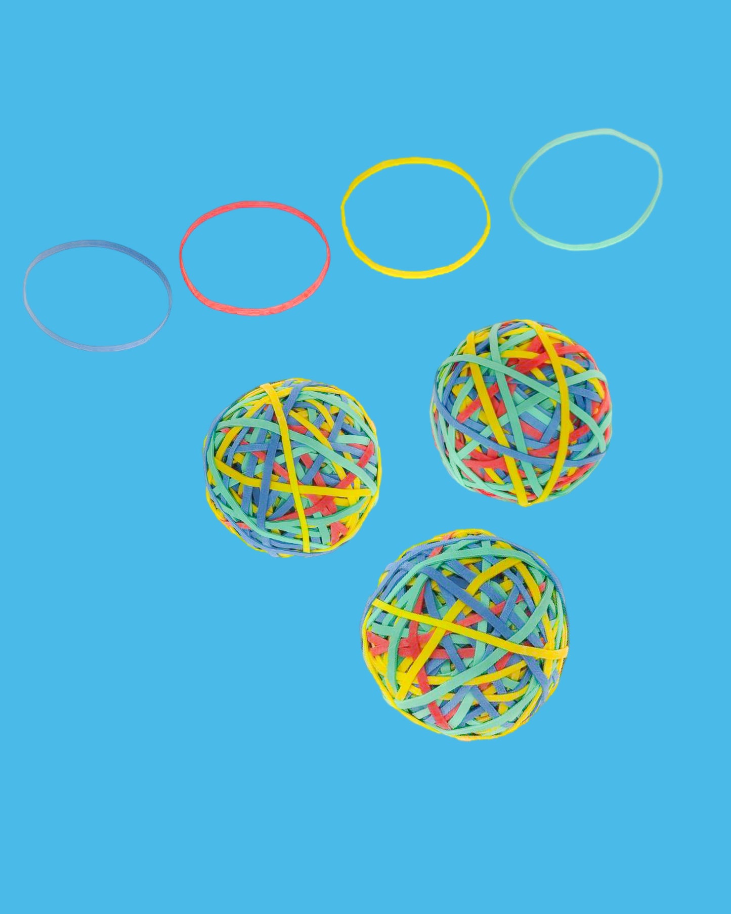 3 x Gummiringe-Ball Fabrige Gummibänder Bälle 3mm Ø 6,4cm