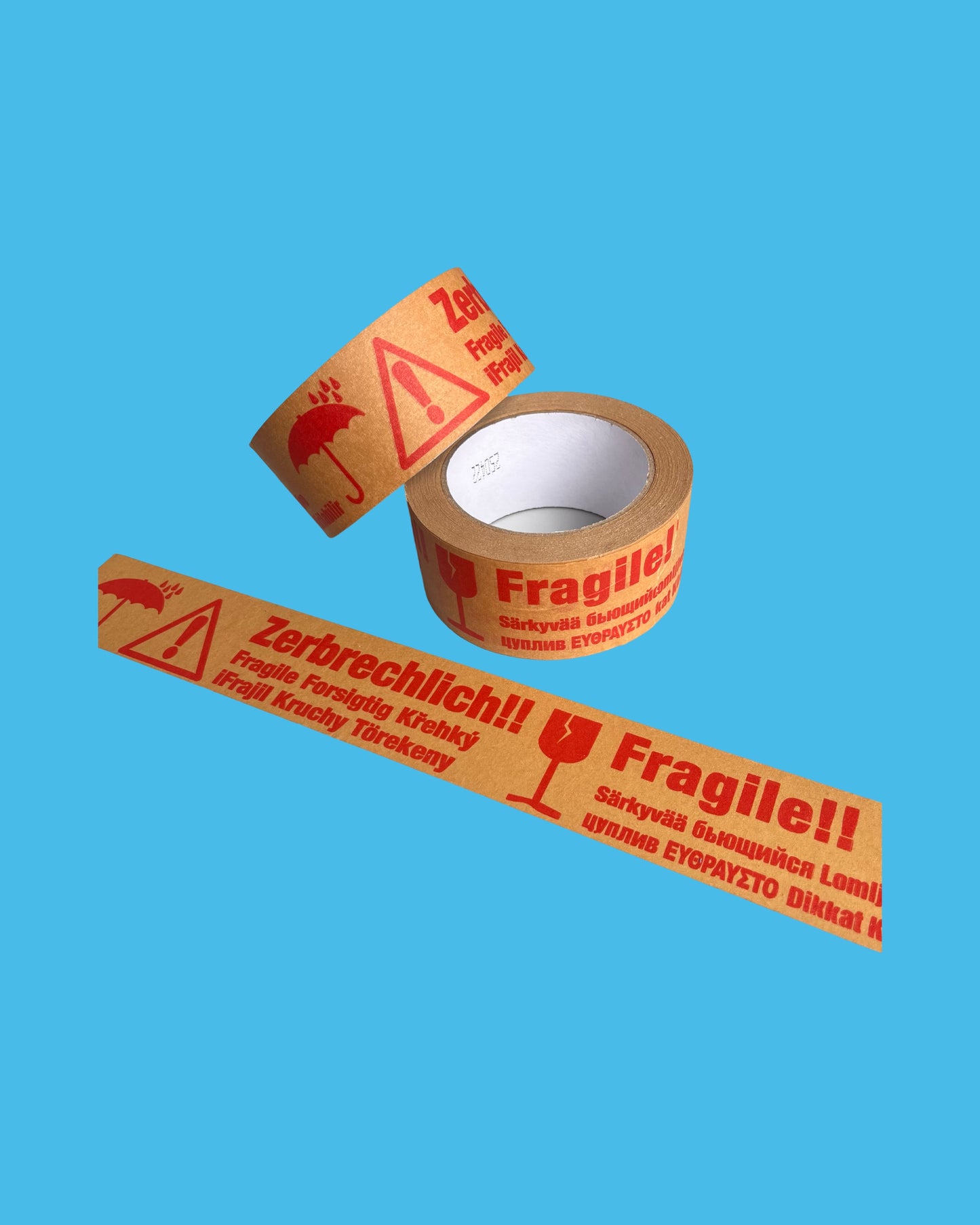 6 x Warnklebeband Papier Klebeband 50mm x 50m Packband FRAGILE ZERBRECHLICH